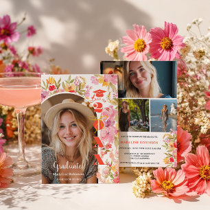 Convite Fotos de Formatura da Bold Coquette Wildflower
