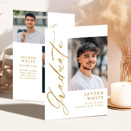 Convite Fotos de Formatura em Caligrafia Moderna Dourada