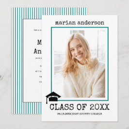 Convite Fotos de formatura em máquina de escrever turquesa