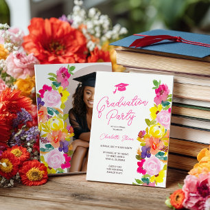 Convite Fotos de Graduação de Flores Silvestres Brilhantes