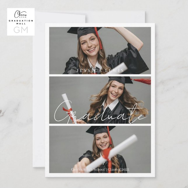Convite Fotos de Graduado Modernas Formatura (Modern Graduate Photos Graduation Invitation)