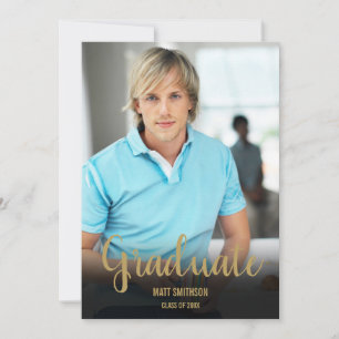 Convite Fotos de Graduados com Letra Dourada Moderna Simpl