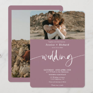 Convite Fotos de mauve elegante moderna