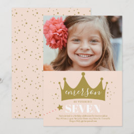 Convite Fotos de meninas com coroa de princesa no aniversá