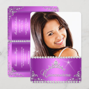 Convite Fotos de Quinze Anos Princesa Roxo Rosa