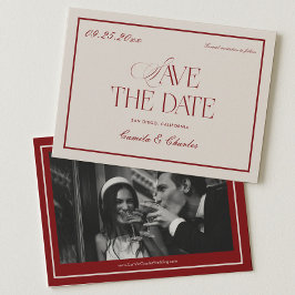 Convite Fotos de Save the Date de Ópera Vermelho Intenso C