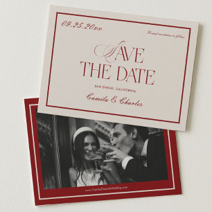 Convite Fotos de Save the Date de Ópera Vermelho Intenso C
