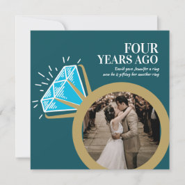 Convite Fotos do anel azul topaz do 4º aniversário