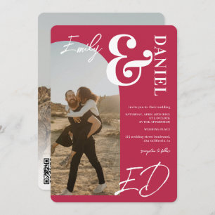 Convite Fotos em negrito com nomes de script Arch Magenta 