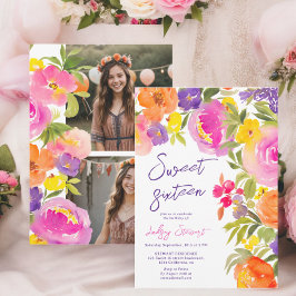 Convite Fotos florais cor de água cor rosa no verão Doce 1