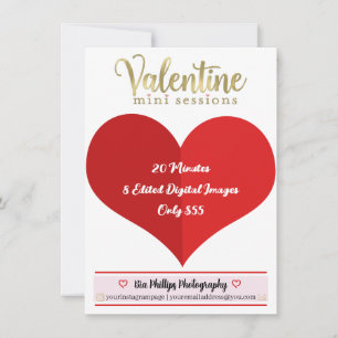 Convite Fotos Mini Sessões Red Valentine Gold
