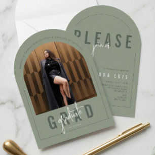 Convite Fotos Modernas de Arquitetura Verde Sage de Gradua