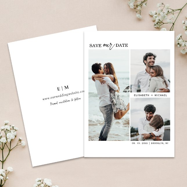 Convite Fotos Múltiplas Modernas Salvem O Casamento De Dat (Capture elegance with our stylish Save the Date, setting the tone for your unforgettable day!)