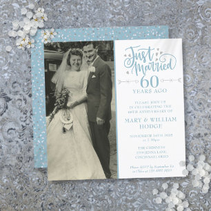 Convite Fotos Quadradas de Casamento com Aniversário de 60