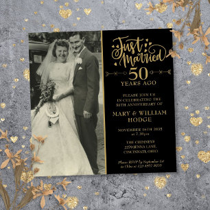 Convite Fotos Quadradas de Casamento de Aniversário de 50