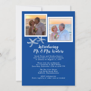 Convite Fotos Recepção de Recém-Casados Tema Marítimo Some