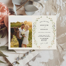 Convite Fotos Simples de Casamento com Flores Silvestres H