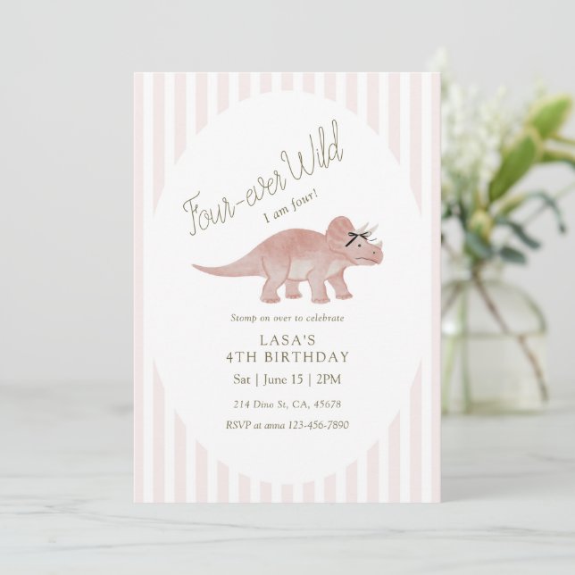 Convite Four-ever Wild Dinosaur Birthday (Em pé/Frente)