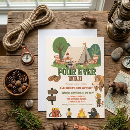 Convite Fourever selvagem safari Floresta 4º aniversário