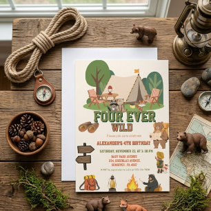 Convite Fourever selvagem safari Floresta 4º aniversário