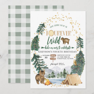 Convite Fourever Urso Selvagem Floresta 4º Aniversário