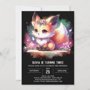Convite Fox Birthday digital de Boho Majnacional