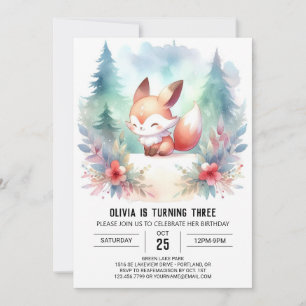 Convite Fox Birthday, floresta reluzente