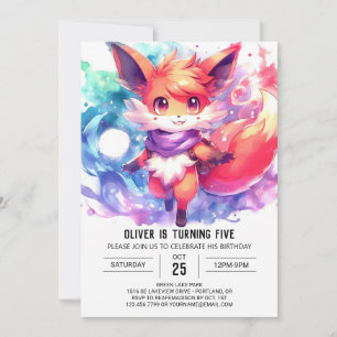 Convite Fox Birthday pintado