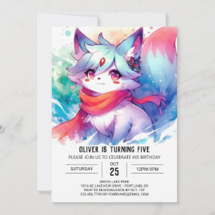Convite Fox Digital Fox Birthday pintado