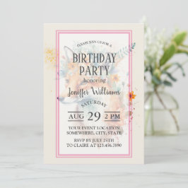 Convite Fox Flower Crown Watercolor                       