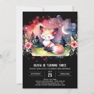 Convite Fox Mágica do Pastel digital de Aniversário