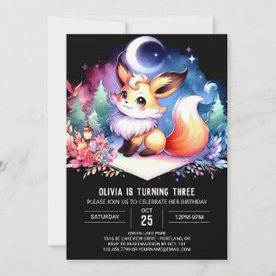 Convite Fox minimalista e bonita digital de aniversário