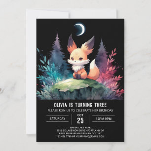 Convite Fox moderna adorável digital de aniversário
