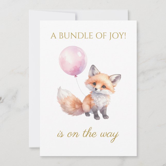 Convite Fox personalizada segurando balões (Frente)