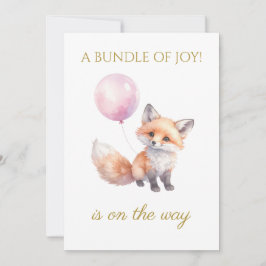 Convite Fox personalizada segurando balões