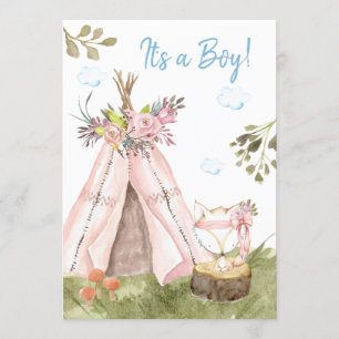 Convite *~* Fox Teepee Tent Boho Woodland Boy