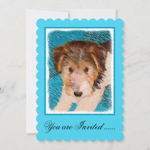 Convite Fox Terrier Puppy Painting - Arte Original De Cão