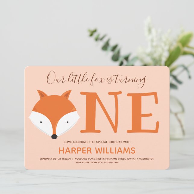 Convite Fox Transformando Um Primeiro Aniversário (Em pé/Frente)