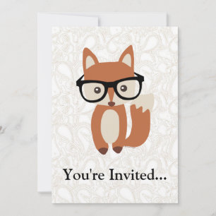 Convite Fox w/Glasses do bebê do hipster