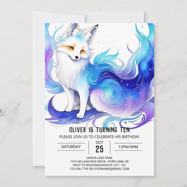 Convite Fox Watercolor Woodland Birth (Frente)