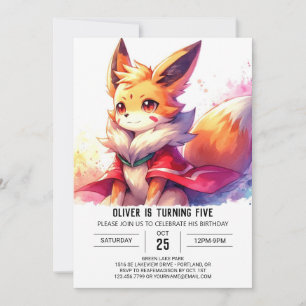 Convite Fox Whimsic Digital Aniversário