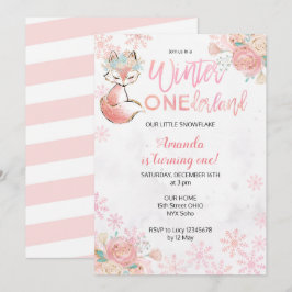 Convite Fox Winter ONEderland Snow Birthday Invite