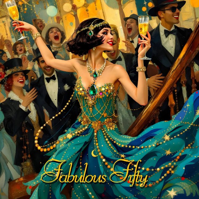 Convite Frabuloso 50 1920 Art deco flapper Green Jewel (Criador carregado)