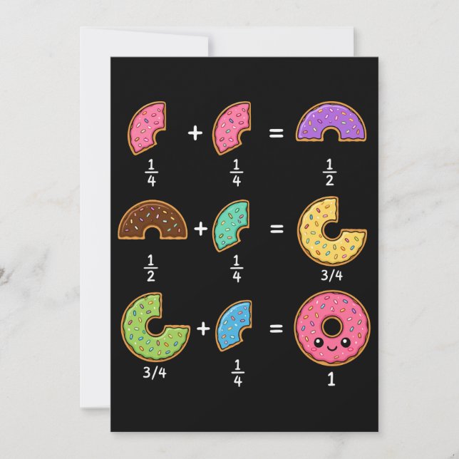 Convite Frações de Donut Humor de Aprendizado de Matemátic (Frente)