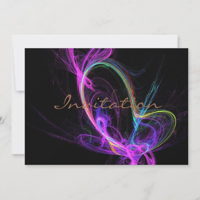 Convite Fractal Elétrico Rosa (Frente)