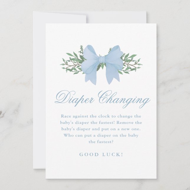 Convite Fralda Azul Trocando o Jogo do Chá de fraldas (Frente)