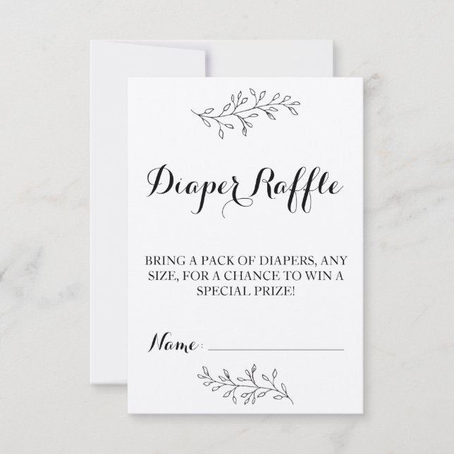 Convite Fralda Bilhete Raffle Rustic Chá de fraldas Kraft  (Frente)