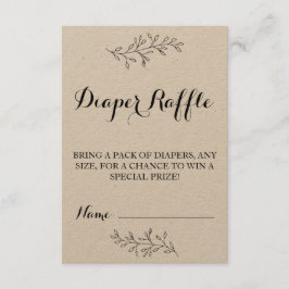 Convite Fralda Bilhete Raffle Rustic Chá de fraldas Kraft