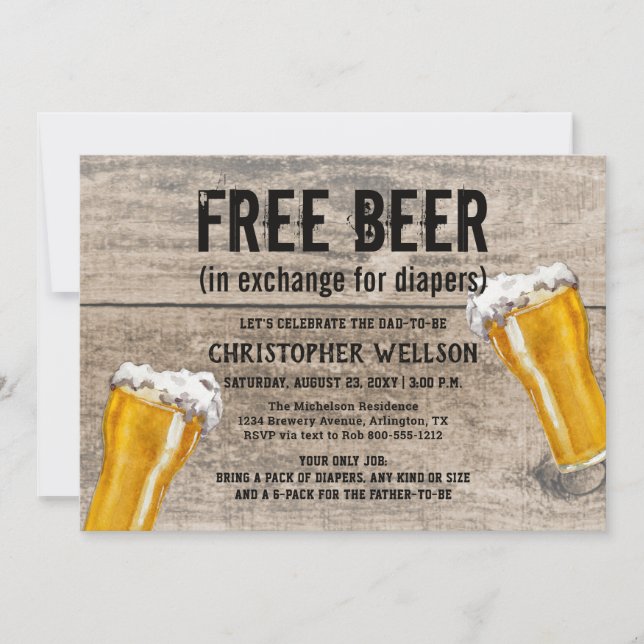 Convite Fralda e Parte do Chá de fraldas do Pai de Cerveja (Frente)
