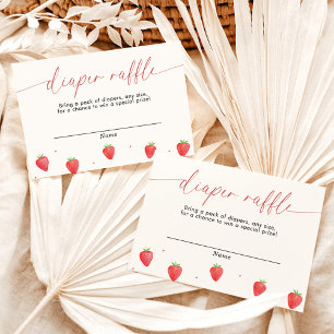 Convite Fralda Raffle Card, Chá de fraldas de morango